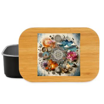 Mandala de fleurs avec lotus et bougies - Boîte à goûter - noir - Devant