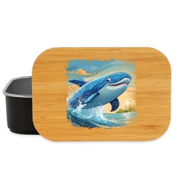 Blue whale jumps out of the water and smiles - Lunch Box - black - Front