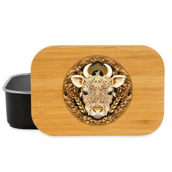 Golden Bull Head Mandala - Lunch Box - black - Front