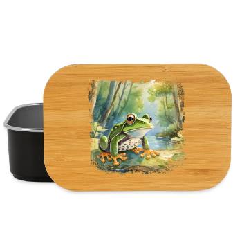 Cute young frog in children's book style - Lunch Box - black - Front