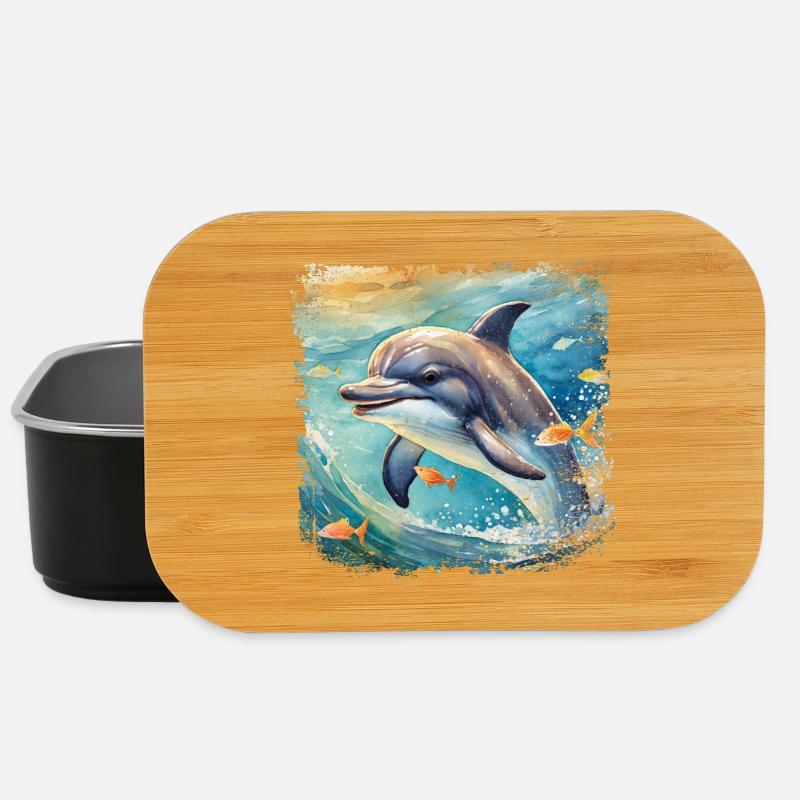 Niedlicher junger Delfin im Kinderbuchstil - Lunch Box - Schwarz