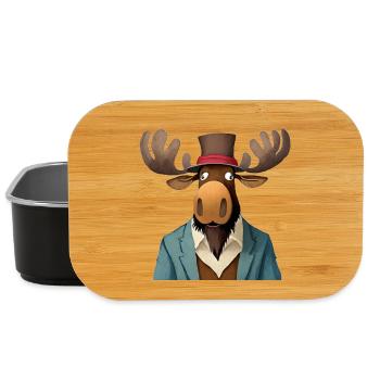 lustiger Elch mit Hut - Lunch Box - Schwarz - Vorne