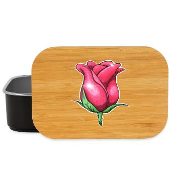 Glitter Pink Rose Illustration - Lunch Box - black - Front