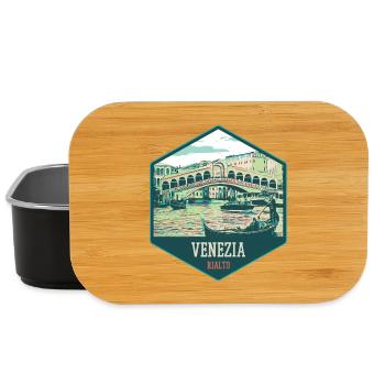 Illustration of the Rialto Bridge, Venice - Lunch Box - black - Front