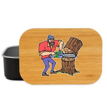Wood Saw Sawdust Forestry Work Lumberjack Forestry - Lunch Box - black - Front