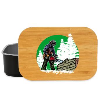 Arbre bûcheron tronçonneuse bois boiserie forêt - Boîte à goûter - noir - Devant