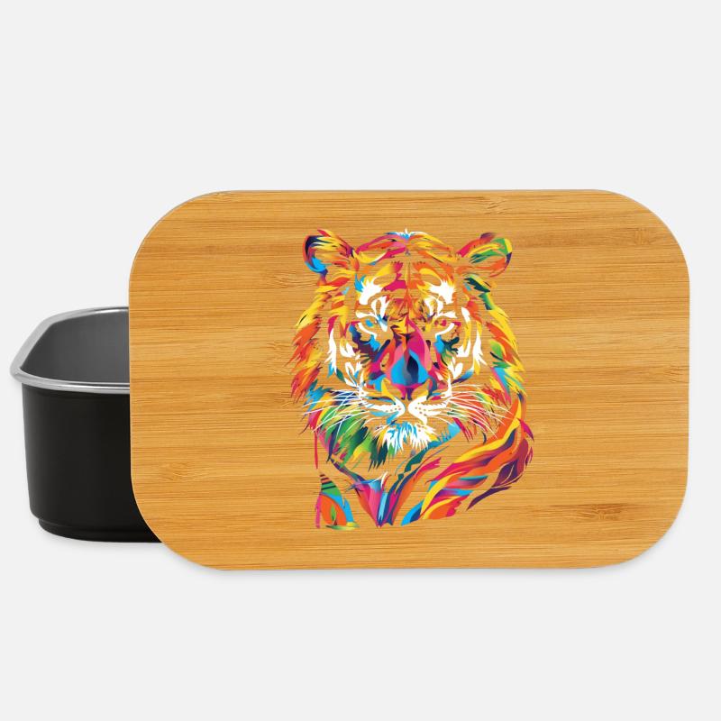 Colorful Tiger Illustration - Lunch Box - black