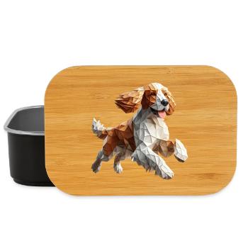 chien cocker qui court origami géométrique 3d - Boîte à goûter - noir - Devant
