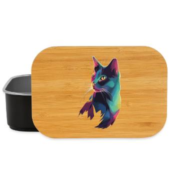Stylized Cat Illustration - Lunch Box - black - Front