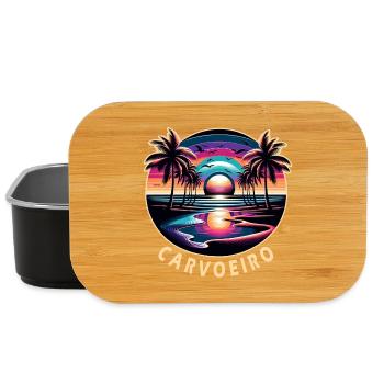 Carvoeiro Portugal Algarve beach palm trees - Lunch Box - black - Front
