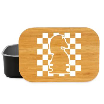 Schach Pferd Schachbrett Muster Symbol Grafik Logo - Lunch Box - Schwarz - Vorne