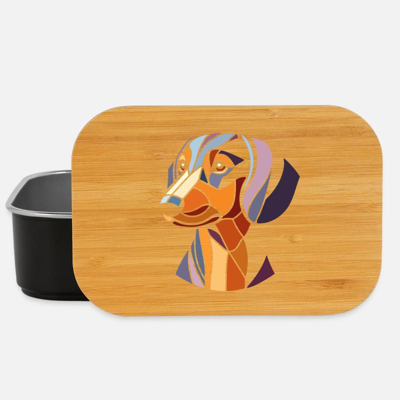 Dackel Hundekopf, geometrische Kunst, Polygon - Lunch Box - Schwarz