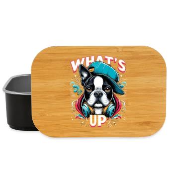Boston Terrier Gangster Was geht ab Hund Geschenk - Lunch Box - Schwarz - Vorne