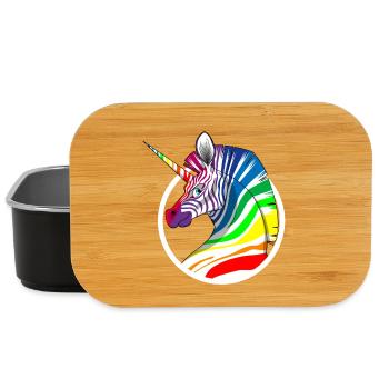 Rainbow Unicorn Zebra - Lunch Box - black - Front