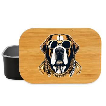 Bernhardiner Gangsta Gangster Hund Geschenk - Lunch Box - Schwarz - Vorne