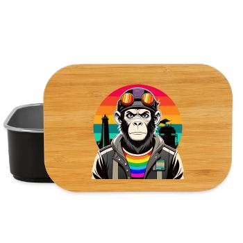 Vielfalt in Schwingung: Der modern-retro Affe - Lunch Box - Schwarz - Vorne