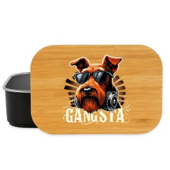 Irish Terrier Gangsta Gangster Hund Geschenk - Lunch Box - Schwarz - Vorne