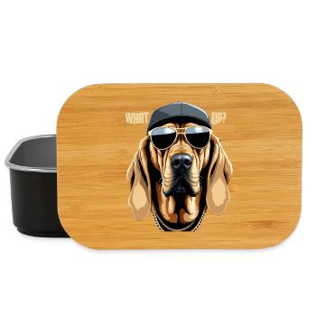 Bloodhound Whats Up Gangsta Dog Gift - Lunch Box - black - Front