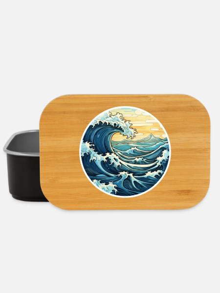 Japanische Welle – Vintage Hokusai Meer Stil - Lunch Box - Schwarz