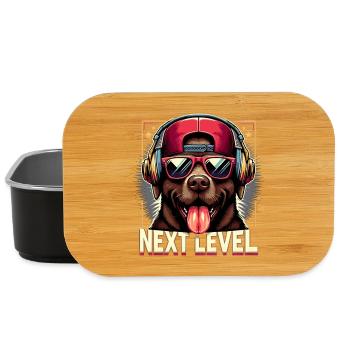 Brauner Labrador Gangster Next Level Hund Geschenk - Lunch Box - Schwarz - Vorne