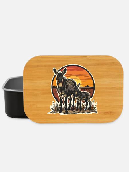 Donkey Dad Son Father Family Father's Day Vintage - Lunch Box - black
