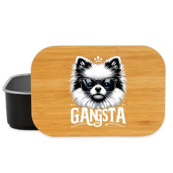 Petit cadeau de chien Spitz Gangsta Gangster - Boîte à goûter - noir - Devant