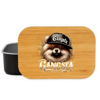 Petit cadeau de chien Spitz Gangsta Gangster - Boîte à goûter - noir - Devant