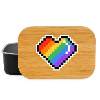 Cœur arc-en-ciel Pixel - Boîte à goûter - noir - Devant