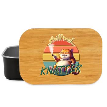 Chill Cat: Funny Rattle T-Shirt Design - Lunch Box - black - Front