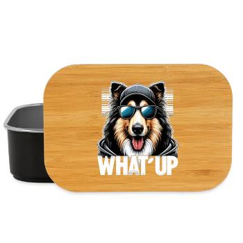 Collie What's Up Gangsta Gangster Dog Gift - Lunch Box - black - Front