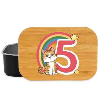 Chat mignon - 5e anniversaire - 5 ans - Boîte à goûter - noir - Devant