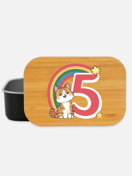 Süße Katze - 5. Geburtstag - 5 Jahre - Lunch Box - Schwarz