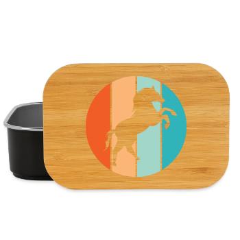 Pferd retro Farben Galopp Tiere Natur Illustration - Lunch Box - Schwarz - Vorne