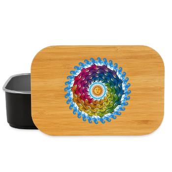 Circle of fish underwater and sun - Lunch Box - black - Front