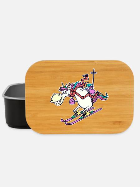 Eishockey Wintersport Schifahren Winter Skifahrer - Lunch Box - Schwarz