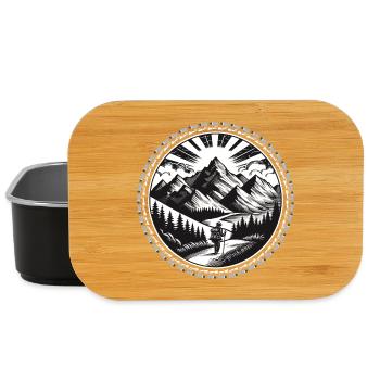 Mountain landscape with a hiker on a trail - Lunch Box - black - Front