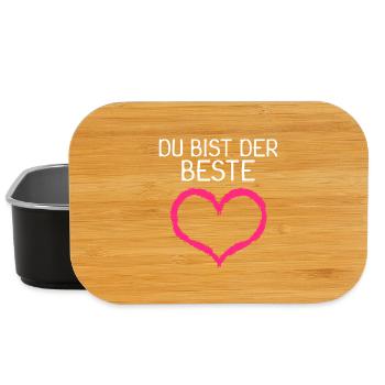 Du bist der Beste Herz Geschenk - Lunch Box - Schwarz - Vorne