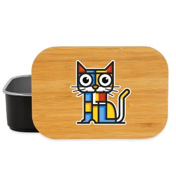 Illustration colorée d’un chat cubiste. - Boîte à goûter - noir - Devant
