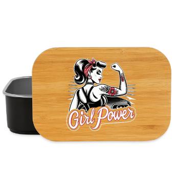 Girl Power Force Femme Rockabilly Cadeau - Boîte à goûter - noir - Devant