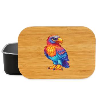 Bussard Bunte Kawaii Cartoon Figur Vogel - Lunch Box - Schwarz - Vorne