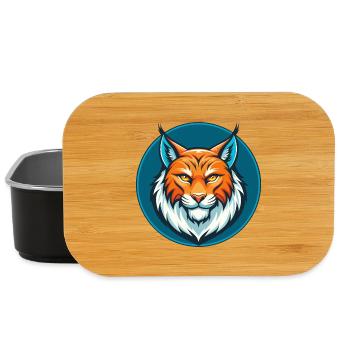 Luchs Niedliche Kawaii Cartoon Clipart Tier Haustier Logo - Lunch Box - Schwarz - Vorne