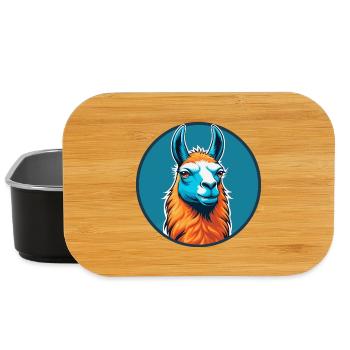Lama süße Kawaii Cartoon Clipart Tier Haustier Logo - Lunch Box - Schwarz - Vorne