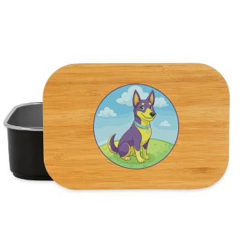 Australischer Kelpie Hund Niedliches Kawaii Cartoon Tier - Lunch Box - Schwarz - Vorne