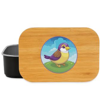 Spatz Niedlich Kawaii Cartoon Clipart Tier Haustier - Lunch Box - Schwarz - Vorne