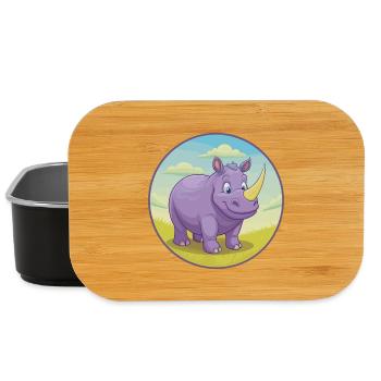 Rhino Cute Kawaii Cartoon Clipart Animal Pet - Lunch Box - black - Front