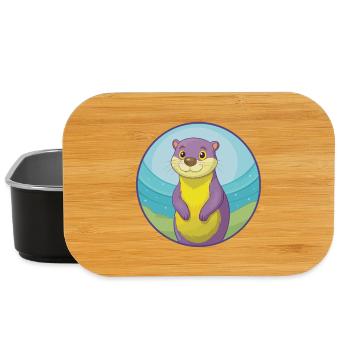 loutre mignon kawaii dessin animé clipart animal de compagnie - Boîte à goûter - noir - Devant