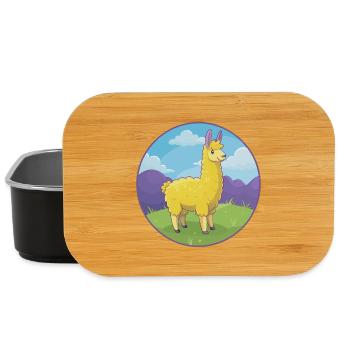 Lama süße kawaii Cartoon Clipart Tier Haustier - Lunch Box - Schwarz - Vorne