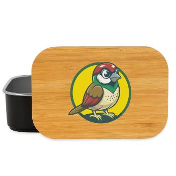 Spatz Niedlich Kawaii Cartoon Clipart Haustier Tier - Lunch Box - Schwarz - Vorne