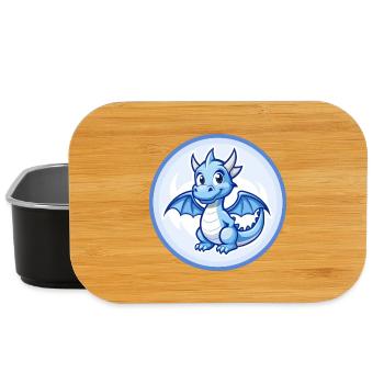 Drache Blau Kawaii Cartoon Figur Clipart Haustier - Lunch Box - Schwarz - Vorne