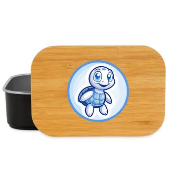 Turtle Blue Kawaii Cartoon Character Clipart Pet - Lunch Box - black - Front